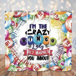 Crazy Bingo Lady Tumbler, Bingo Lover Gift, Funny Bingo Tumbler, Bingo Lady Cup